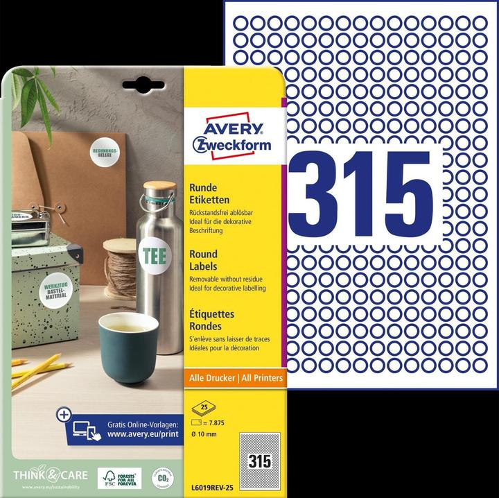 Image du produit Avery Étiquettes rondes, amovibles