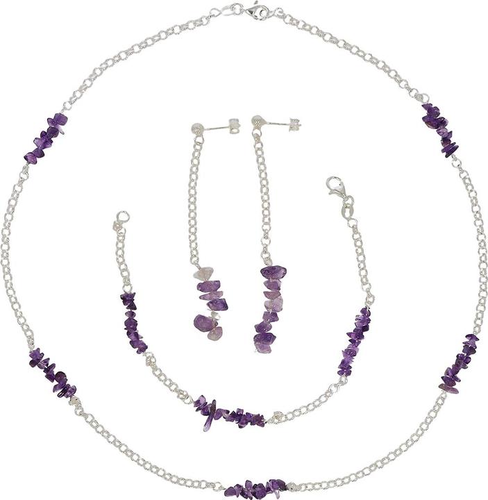 Image du produit Xen Set avec chaîne, bracelet et boucles d'oreilles améthyste XSET122 (Argent sterling 925, 45 cm)