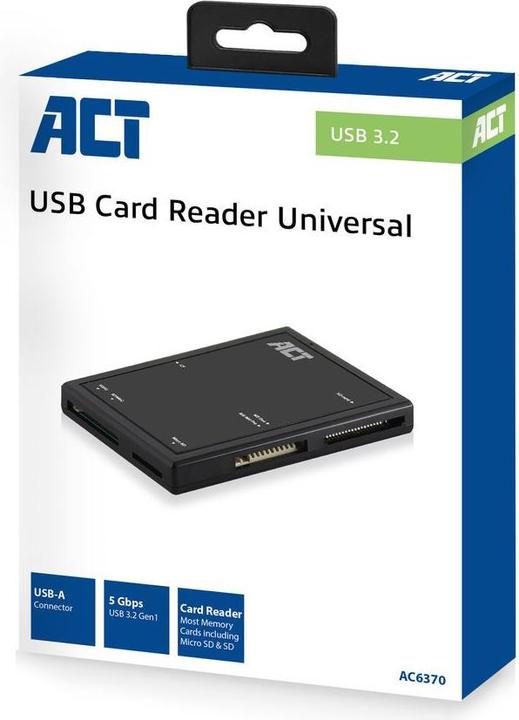 Immagine prodotto Lettore di schede USB 3.2, SD/micro SD/SDHC, nero (USB)