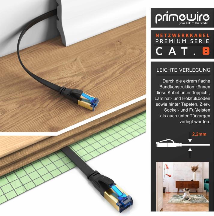 Actual product image Primewire CAT 8.1 network cable flat - LAN patch cable data cable - flat ribbon cable installation cable - (U/FTP, CAT8.1, 15 m)