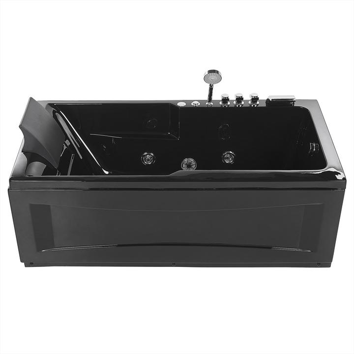 Produktbild Beliani Whirlpool Badewanne schwarz rechteckig mit LED 169 x 81 cm links ARTEMISA (200 l, 112 cm, 81 cm)