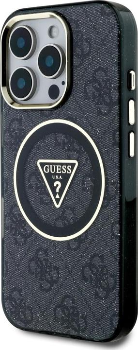 Immagine prodotto Guess Case IML Metal Glitter 4G Circle Triangle MagSafe for iPhone 16 Pro Max black (Apple iPhone 16 Pro Max)