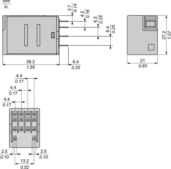 Image du produit Schneider Relais miniature 4 contacts inverseurs 24 VCA 50/6 RXM4LB2B7