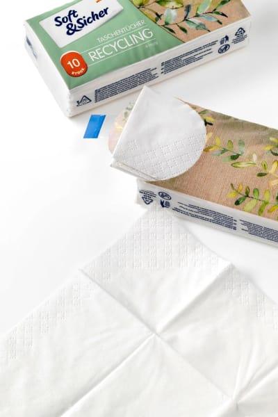 Produktbild dm Soft&Sicher Taschentücher Recycling (10 Stück)