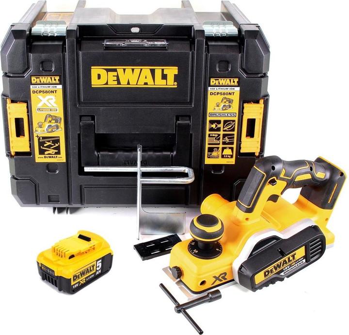 Image du produit DeWalt DCP 580 NT Rabot sans fil 18V 82mm + 1x batterie 5,0Ah + TSTAK - sans chargeur