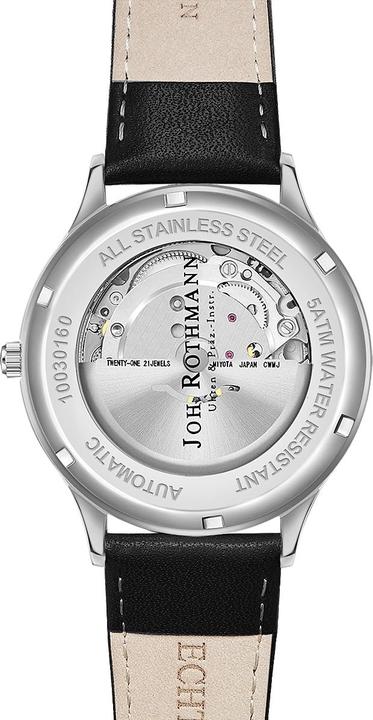 Produktbild John Rothmann Herren Automatikuhr Leopold Echtleder Schwarz - 26883 (Analoguhr, 40 mm)