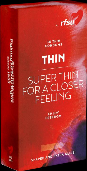 Actual product image rfsu Thin, 30 extra thin condoms, 53mm width, silicone oil, natural rubber latex, intense feeling (30 pcs.)