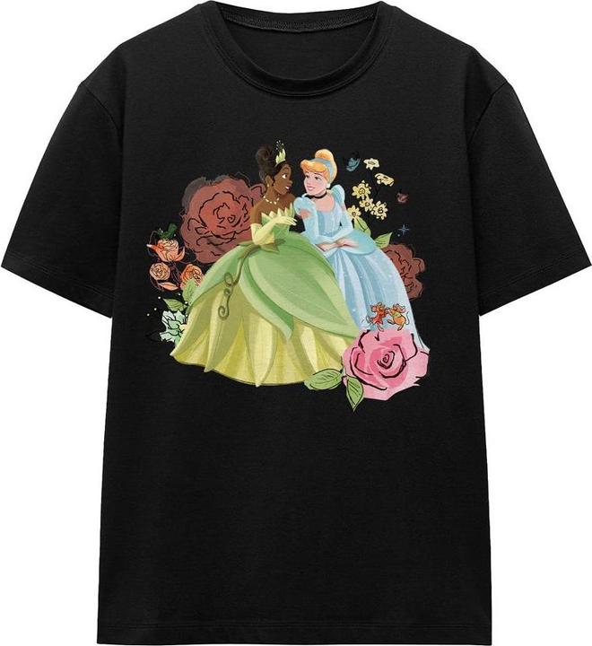 Actual product image Disney Princess Unisex Adult In The Garden Tiana And Cinderella T-Shirt (M)