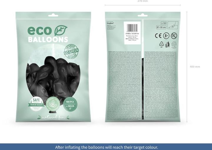 Actual product image Partydeco Eco Balloons 30 cm Pastel, Black (1 Pck (100 x)