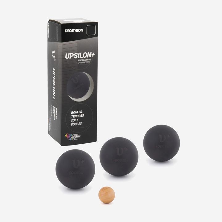 Geologic 3 Upsilon+ Soft Competition Petanque Boules - Black (3 x, 72 mm)