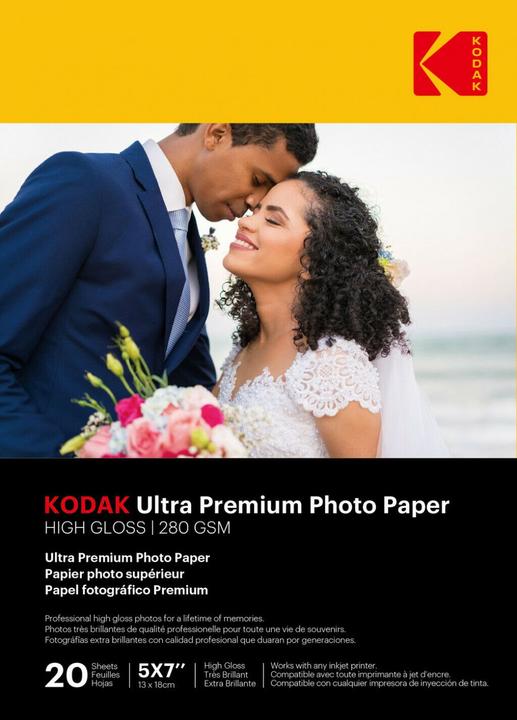Image du produit Kodak Ultra Prem Photo 280g 10.4 mil Glossy 5/7x20 (280 g/m², 13 x 18 cm, 20 x)