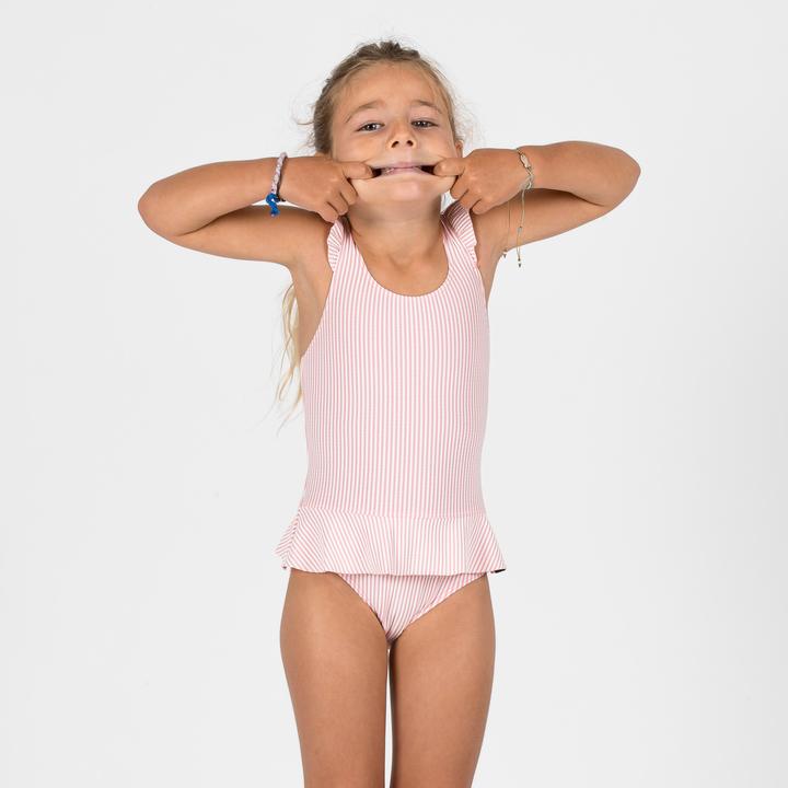 Nabaiji Badeanzug Röckchen Baby/Mädchen - gestreift rosa/weiss (102)