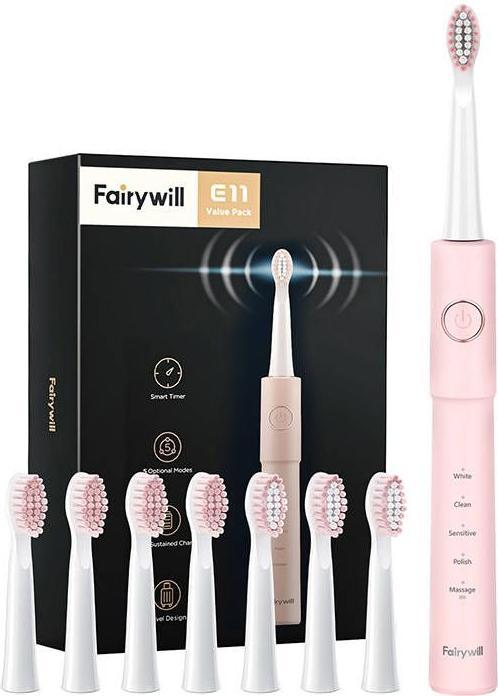 Actual product image Fairywill Sonic toothbrush with head set and case FW-E11 (pink) (Sonic toothbrush)