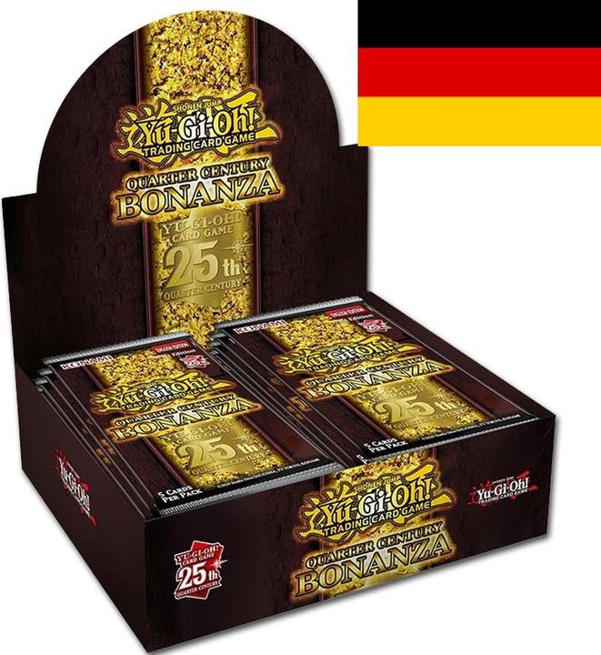 Immagine prodotto Yu-Gi-Oh YGO: Quarter Century Bonanza Booster -D- (Espositore - 24 pezzi) (Massimo 3 pezzi per famiglia) (Tedesco, Display del booster)