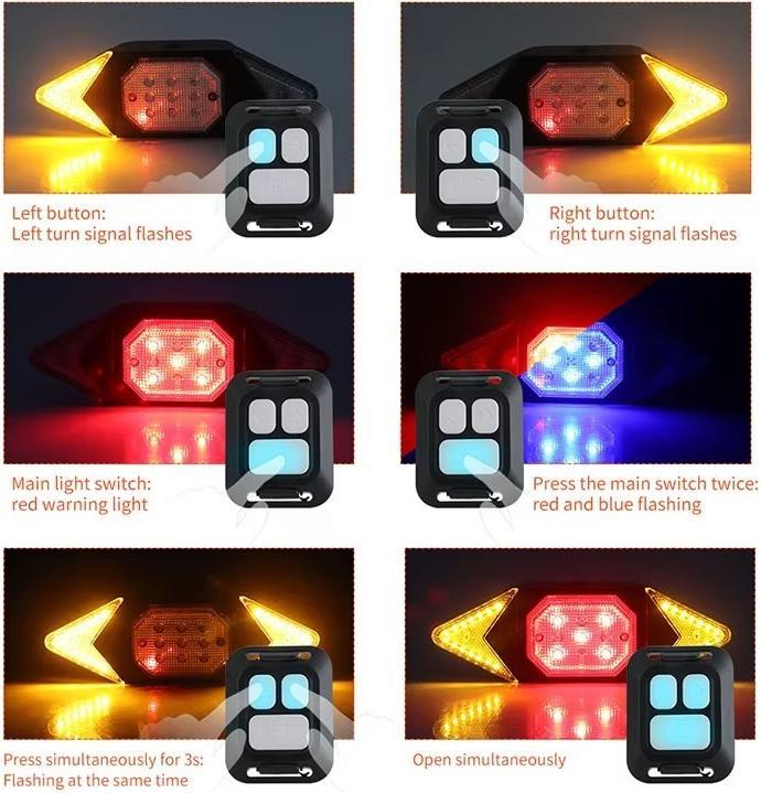 Produktbild Boruit Fahrradrücklicht mit aufladbarem USB-Blinklicht + kabellose Fernbedienung
