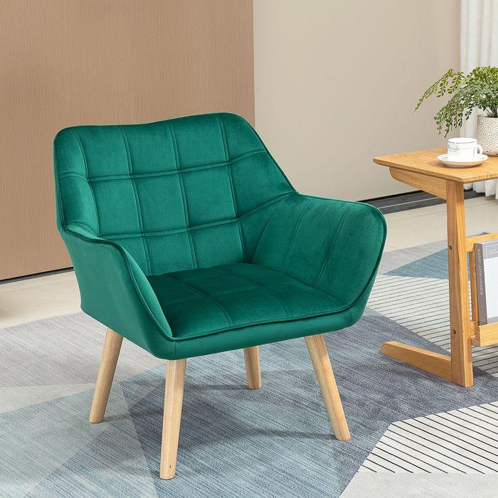 Image du produit Swisshandel24 Fauteuil individuel Fauteuil relax avec aspect velours, pieds surélevés scandinave Fauteuil