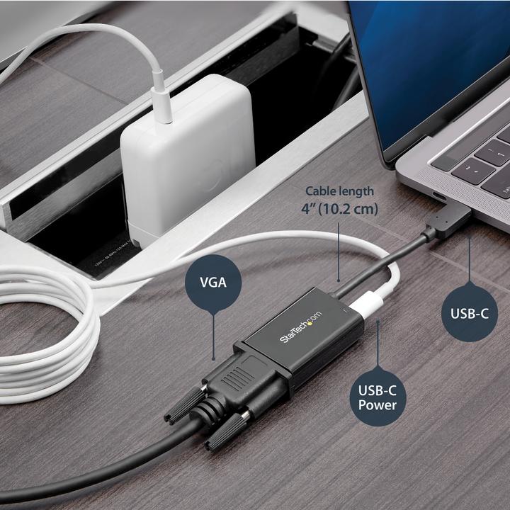 Image du produit StarTech USB-C Vers VGA - Fourniture D'énergie (USB-C, VGA, 15 cm)