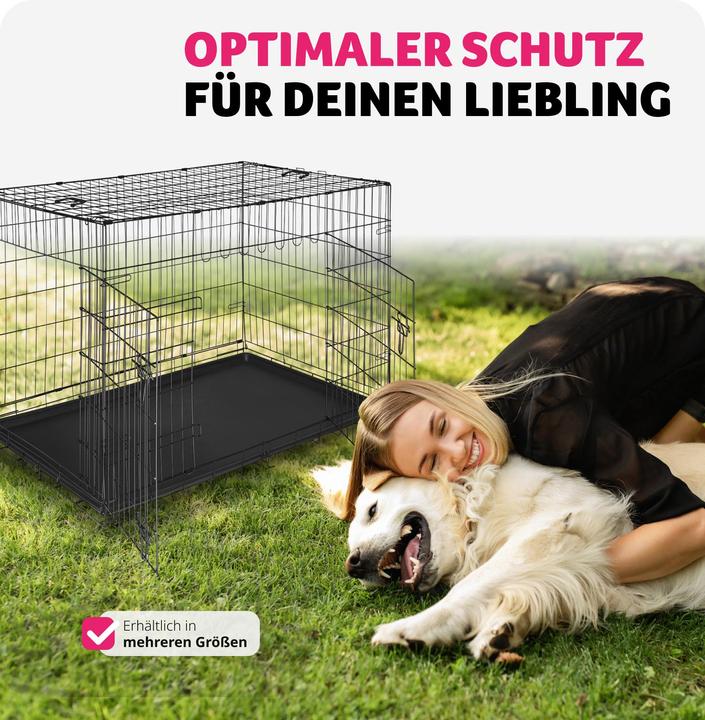 Immagine prodotto tectake Gabbia a griglia per cani Luna, pieghevole, con 2 porte (Cane, Pieghevole)