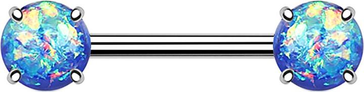 Actual product image Star Piercing Barbell mit zwei Opal Kugeln blau (Surgical steel 316L, Brass)