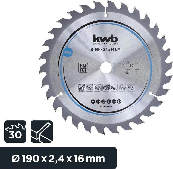 Immagine prodotto kwb Lama circolare HM Medium Ø 190x16 Z30