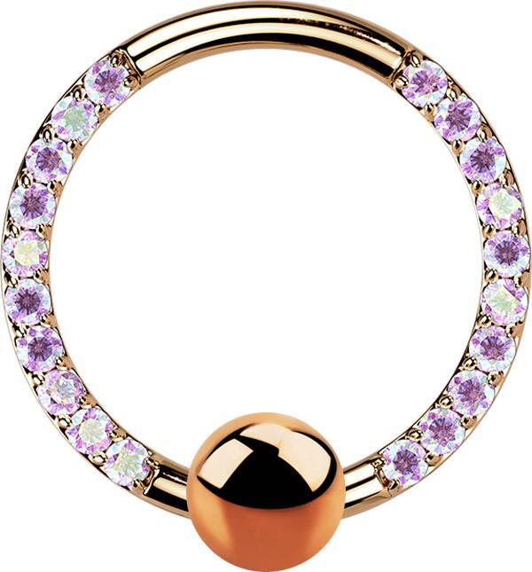 Immagine prodotto Star Piercing Anello con chiusura a sfera in oro rosa e cristalli anteriori multicolore (senza ottone, Titanio G23)