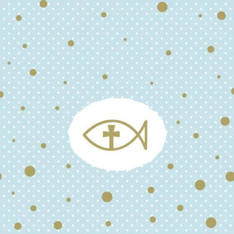 Goldener Fisch mit Punkten blau