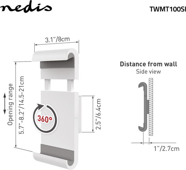 Produktbild Nedis TWMT100SI Halterung Weiss Grau (TWMT100SI)