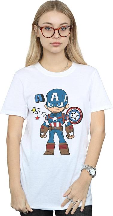 Actual product image Womens/Ladies Captain America Sketch Cotton Boyfriend T-Shirt (4XL)