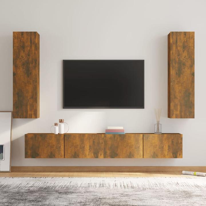 Produktbild VidaXL 4-tlg. TV-Schrank-Set Räuchereiche Holzwerkstoff,Farbe