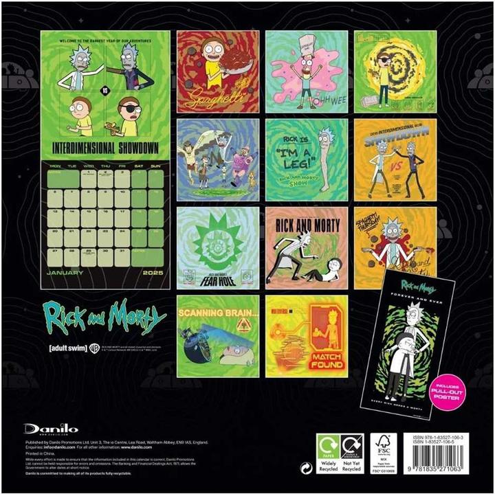 Actual product image Rick And Morty 2025 Square Wall Calendar (30 x 30 cm, German)