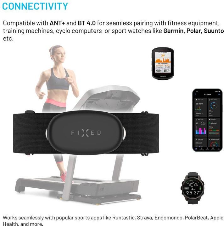 Immagine prodotto Fixed Fascia toracica cardiofrequenzimetro Pulse Dual, misura HR+HRV, nero
