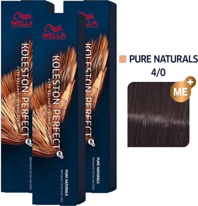 Produktbild Wella Koleston Perfect ME+ Pure Naturals 3er Set 4/0 Mittelbraun (0, 4)
