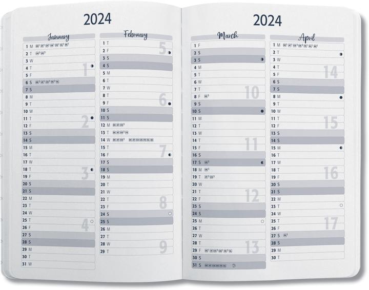 Valeurs nutritives et ingrédients Jolie Calendrier hebdomadaire (A5, Allemand, Français, Anglais, Néerlandais)
