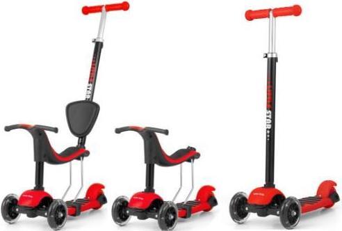 Image du produit Mally Trottinette pour enfants Milly Little Star 3-en-1, rouge