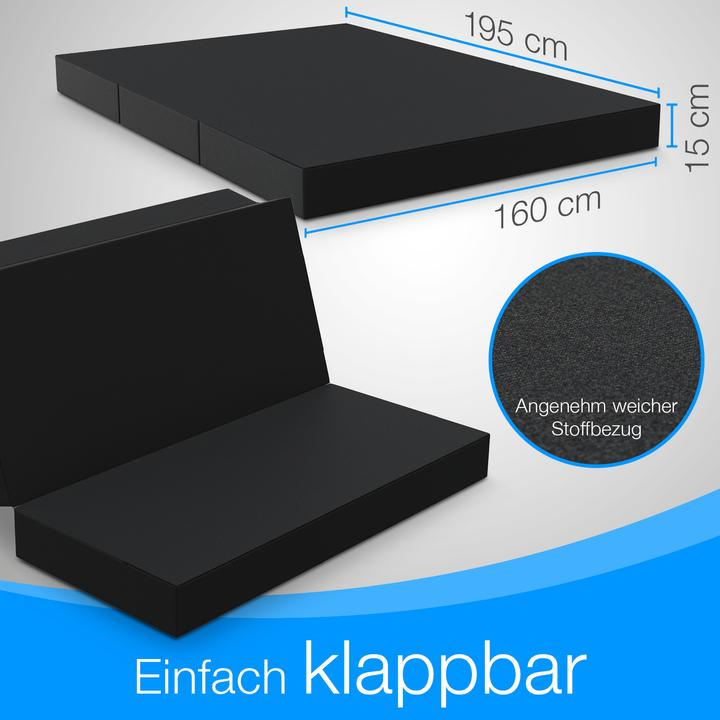 Produktbild Bestschlaf Klappmatratze, 3-teilige Faltmatratze, Reisebett, Gästematratze (160 x 195 cm, Schaumstoffkern)