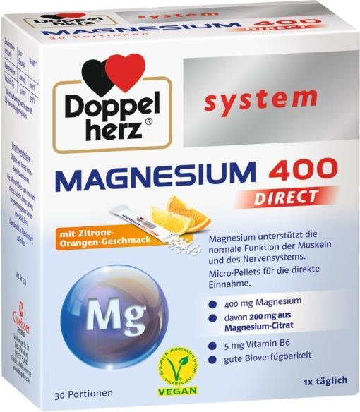 Actual product image Doppelherz system MAGNESIUM 400 DIRECT, 30 pcs. sachet (30 Piece, Beutel, 120 g)
