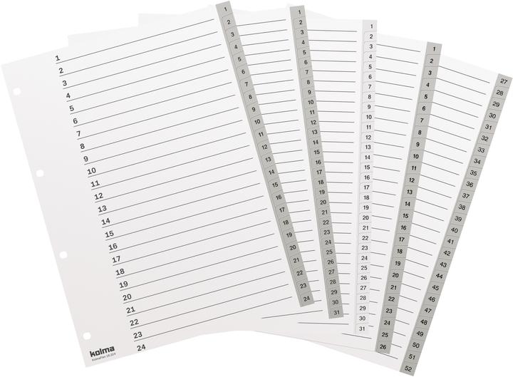 Actual product image Kolma Index A4 strong 1-31 31-piece white
