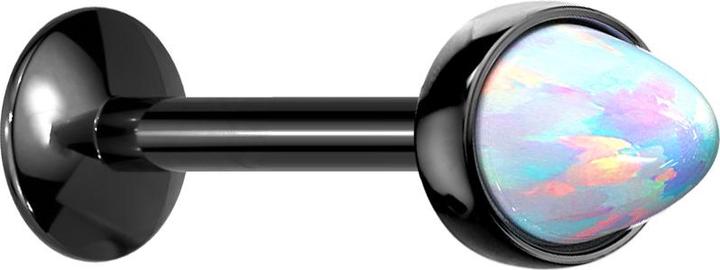 Star Piercing Micro Labret Innengewinde schwarz Opal Cone weiss (Chirurgenstahl 316L, ohne Messing)