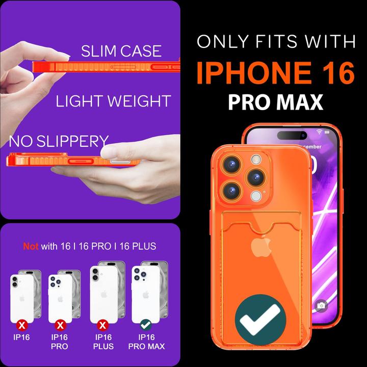 Actual product image Nalia Clear transparent neon silicone cover card holder (Apple iPhone 16 Pro Max)