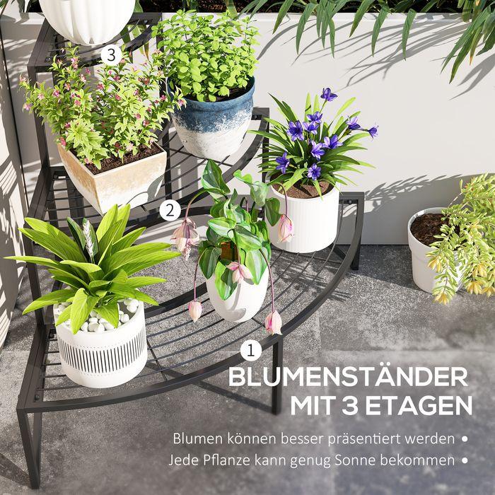 Produktbild Swisshandel24 3-Etagen Pflanzenständer, Metall, 60 cm hoch, Schwarz