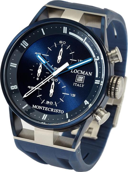 Produktbild Locman Italy Herrenuhr Montecristo Classic Chrono PVD blau Ref. 051 (Chronograph)