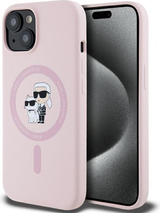 Actual product image Karl Lagerfeld - Silicone MagSafe (KLHMP15MSCMKCRHP) - iPhone 15 Plus - Pink Karl&Choupette (Apple iPhone 15 Plus)
