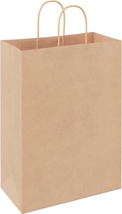 Produktbild VidaXL Kraftpapiertüten 250 Stk. mit Henkel Braun 32x17x44 cm Papiertüte (Geschenktüte, 250 x)