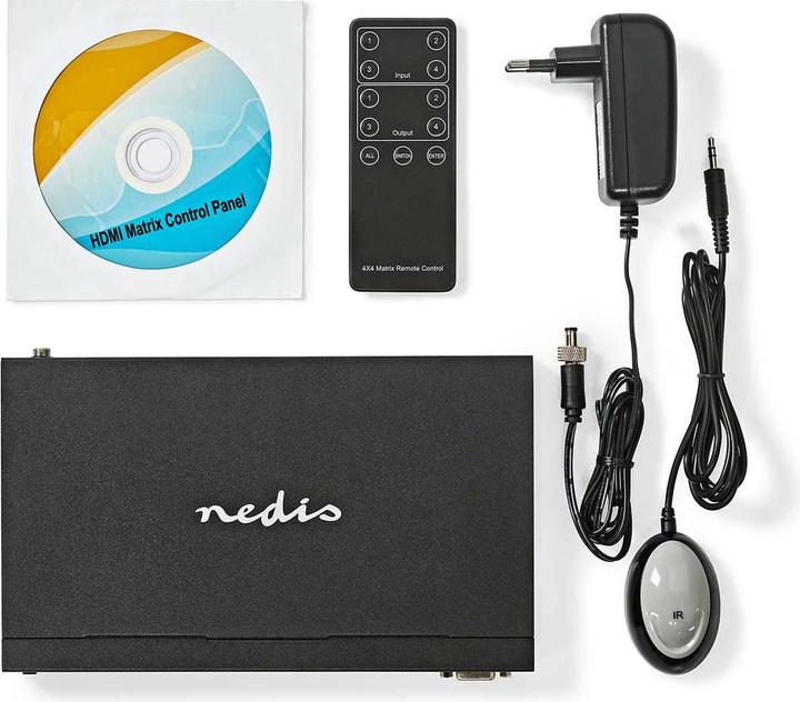 Image du produit Nedis Commutateur matriciel HDMI ™ | 4x port(s) 4 ports | Alimentation DC / 1x RS232 / 4x HDMI™ Input |
