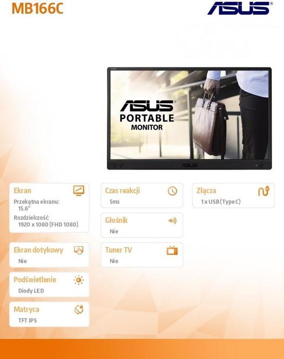 Produktbild ASUS ZenScreen MB166C (1920 x 1080 Pixel, 15.60")