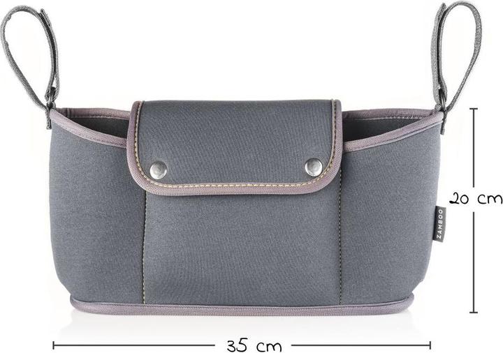 Actual product image Zamboo Neoprene pram bag organiser for prams and pushchairs - dark grey