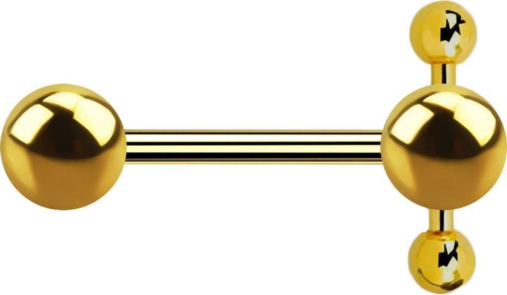 Actual product image Star Piercing Barbell vergoldet Spinner mit Kugel und Kugel mit Barbell (Surgical steel 316L)