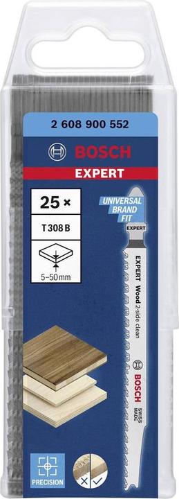 Produktbild Bosch Professional Zubehör EXPERT ‘Wood 2-side clean’ T 308 B Stichsägeblatt, 25 Stück