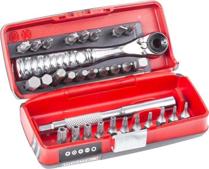 Produktbild Facom 31 piece set withcompact ratchetfor bits (Innensechsrund TX mit Loch M10, Innensechsrund TX Mit Loch M15, Innensechsrund TX mit Loch M20, Innensechsrund TX Mit Loch M25, Innensechsrund TX mit Loch M27, Innensechsrund TX mit Loch M30, Innensechsrund TX Mit Loch M40)
