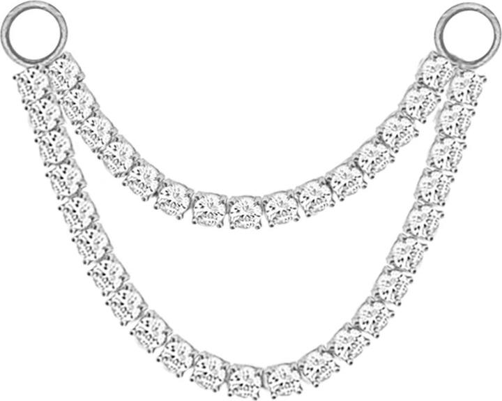 Image du produit Star Piercing Verbindungskette silber doppelt eckig Kristalle silber (Acier chirurgical 316L, sans laiton)
